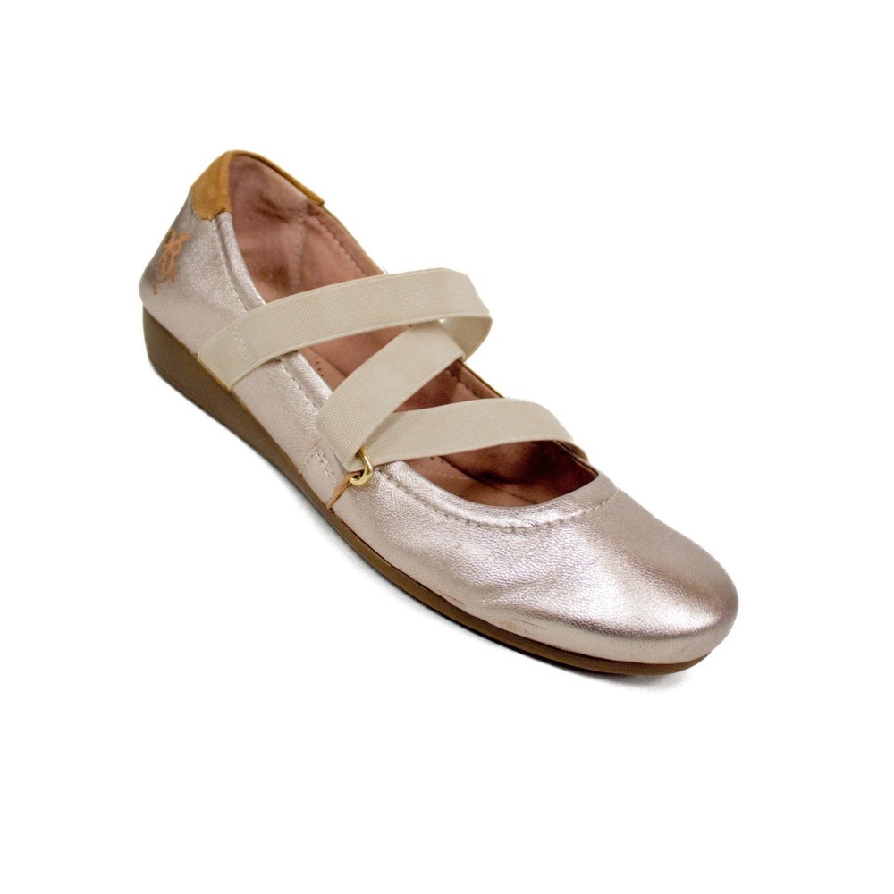 OTBT Anora Leather Ballet Flats Light Gold Metallic Mini Wedge Women's Size 7